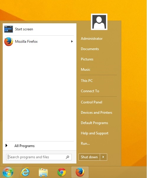 butonul de start in windows 8.1