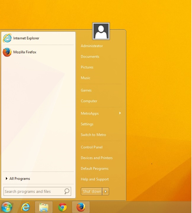 butonul de start in windows 8.1